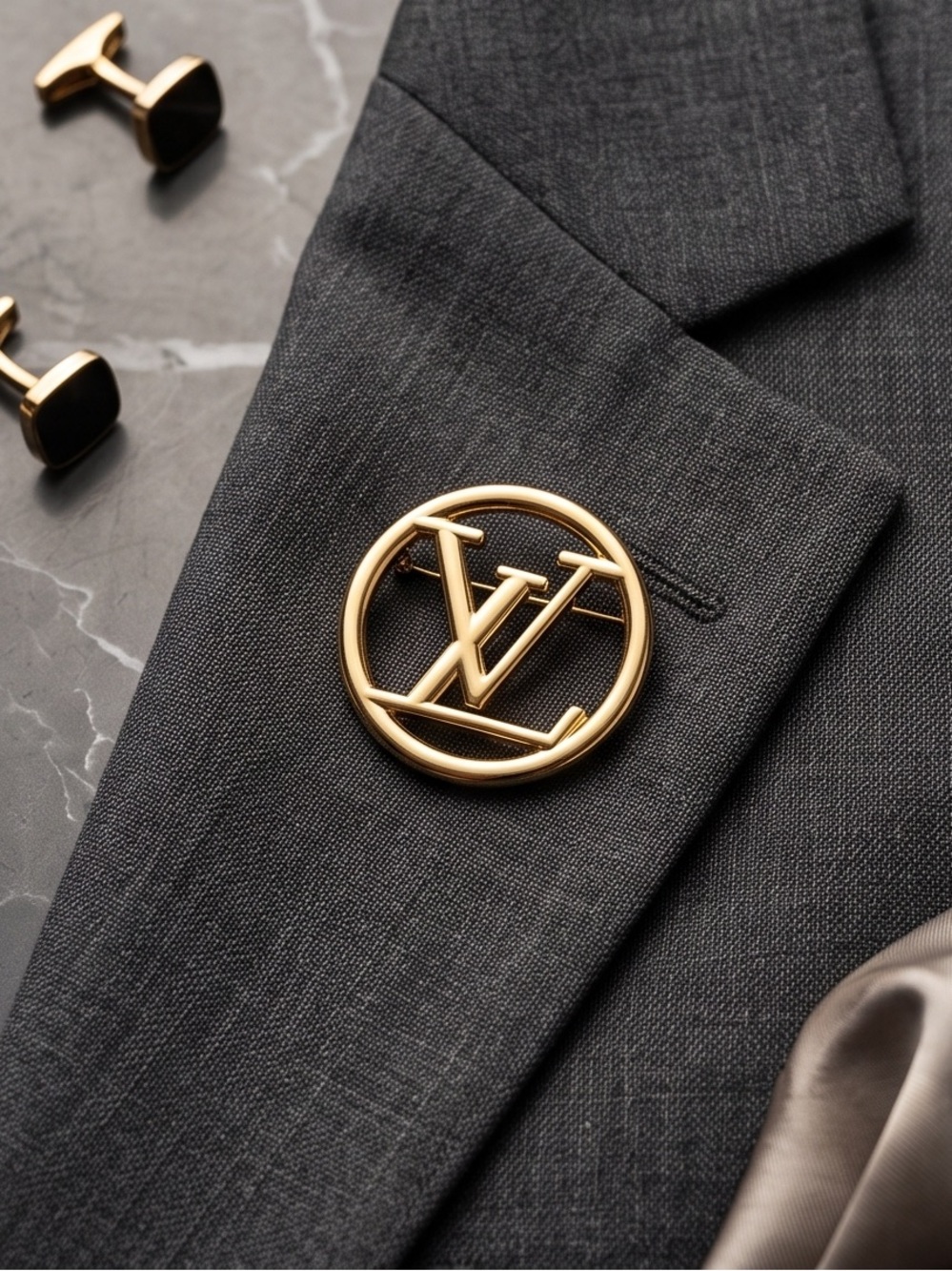 Fashion Unbranded pin brooch Gold Circular Monogram